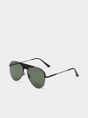 Men's Markham Upstyled Avaitor Matte Black Sunglasses