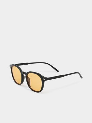 Men's Markham Retro Aviator Black/Orange Sunglasses