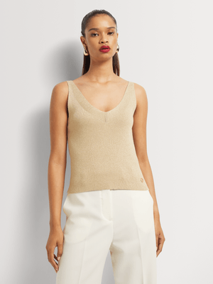 Luella Double V-neck Lurex Knit Vest