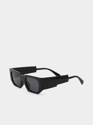 Men's Markham Mono Black Rectangular Sunglasses