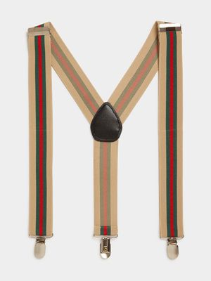 MKM GREEN/RED HERITAGE STRIPE SUSPENDERS