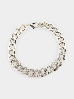 MKM Silver Iced Out Link Bracelet