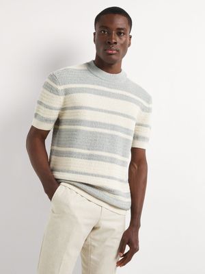 Men's Markham Crew Texture Grey/Ecru Knitwear