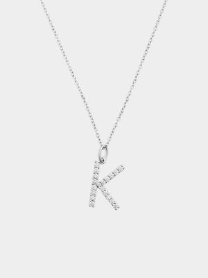 Cheté Sterling Silver Cubic Zirconia “K” Initial Pendant