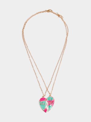 Girl's Gold Heart Sisters Necklace Set