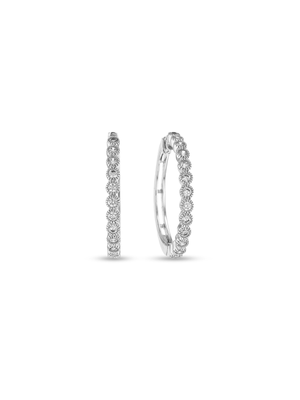 Cheté Sterling Silver & Cubic Zirconia Vintage Milgrain Hoop Earrings