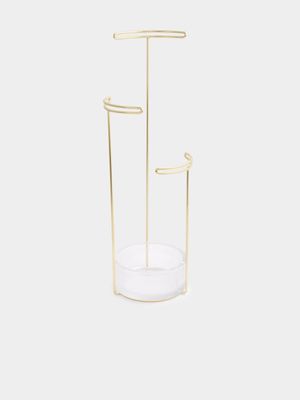 Umbra Tesora Brass Plated Glass Three-Level Jewellery Stand