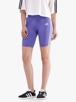 Womens adidas 3 Stripes Blue Bike Shorts