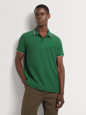 Fabiani Men's Green Tonal Crest Polo Golfer