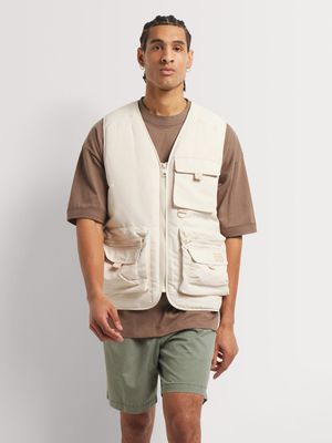 Men's Markham Utility Pocket Sleeveless Stone Gilet