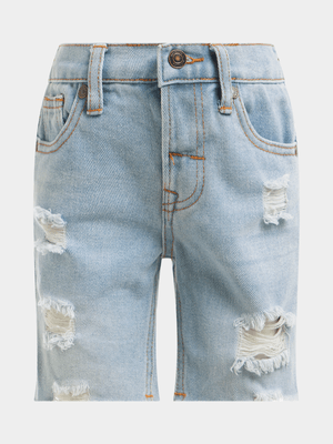 Jet Younger Boys Light Wash Ripped Denim Shorts