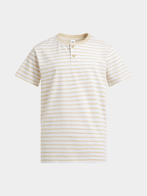 Jet Younger Boys Stone/White Stripe T-Shirt