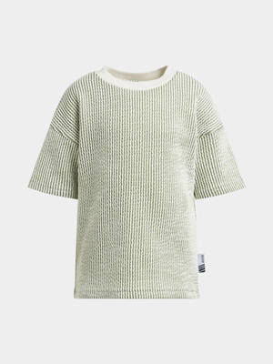 Jet Younger Boys Green Textured T-Shirt