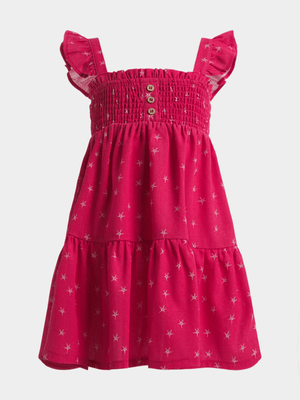 Younger Girl's Pink Starfish Smocked Dress