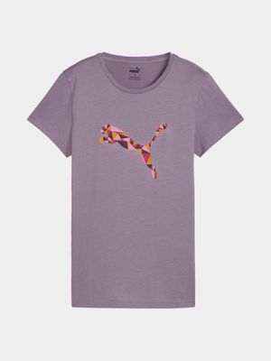 Womens Puma Cat Graphic Pale Plum Tee