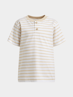 Jet Younger Boys Stone/White Stripe T-Shirt