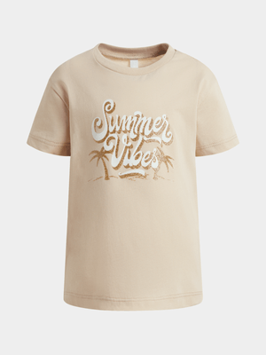 Younger Girl's Natural Graphic Print T-Shirt