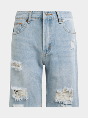 Jet Younger Boys Light Wash Ripped Denim Shorts