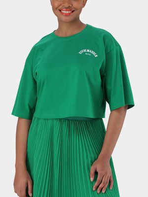 Women's Steve Madden Green Stella Oversized Crop T-Shirt