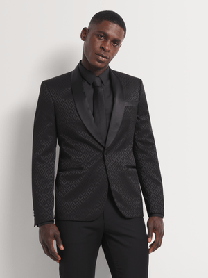 Men's Markham Slim Geometric Tuxedo Black Jacket