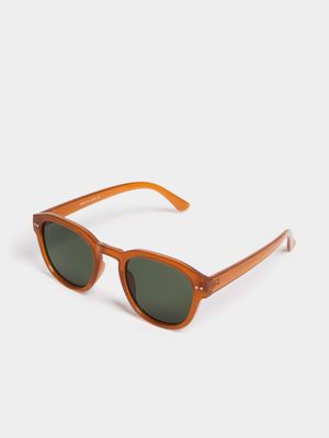 Men's Brown Round Sunglasses