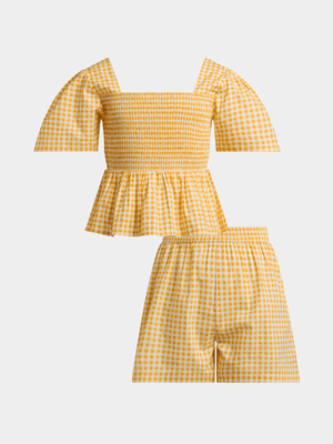 Girls Gingham Poplin Set