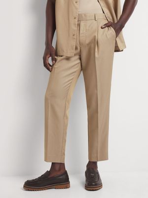 Men's Markham Pleated Tapered Tencel Camel Trouser