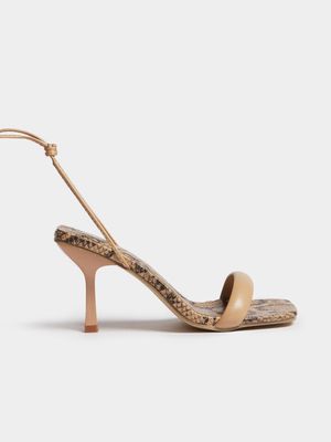 Women's Natural Stiletto Heeled Sandal