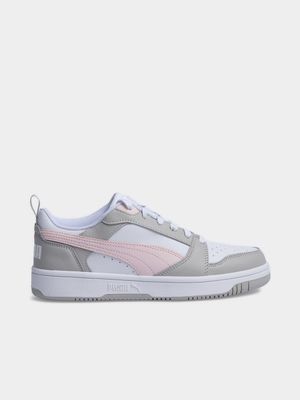 Womens Puma Rebound V6 Lo White/Pink Sneaker