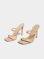 Women s Nude Double Strap Mule Heel Bash