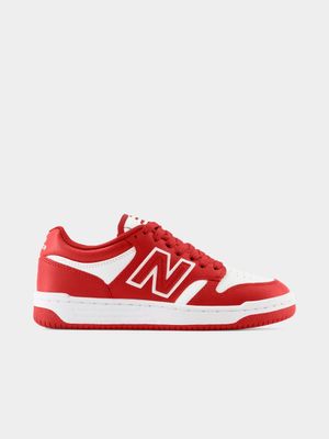 New Balance Junior 480 White/Red Sneaker