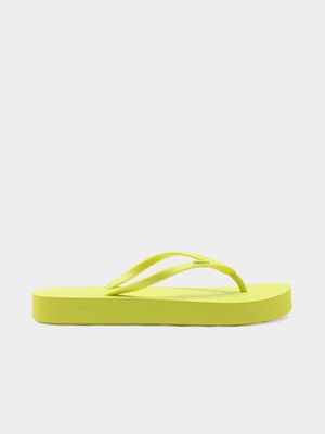 Women's Roxy Neon Yellow Viva Higher Flip Flops