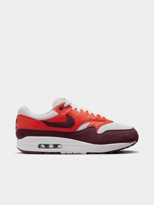 Nike Mens Airmax 1 White/Red/Burgundy Sneaker