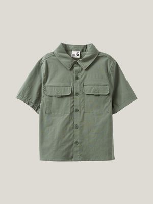 Cotton On Kids Boy Green Russell Shorts Sleeve Shirt