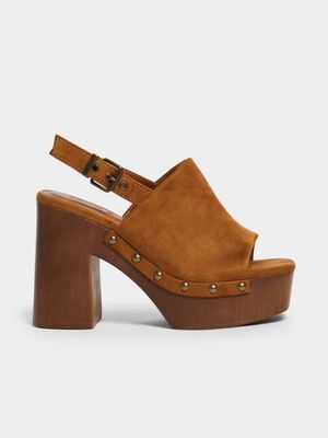 Women's Brown Studded Platform Heel