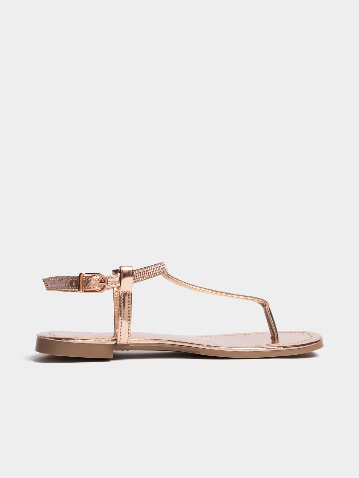 Women s Rose Gold Diamante Thong Sandals Bash