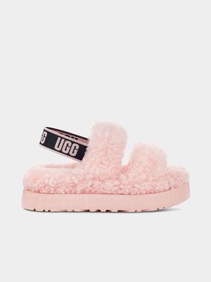 Women's UGG Pink Scallop Oh Fluffita Platform Sandals