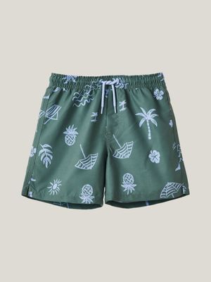 Cotton On Kids Boy Green Bailey Board Shorts