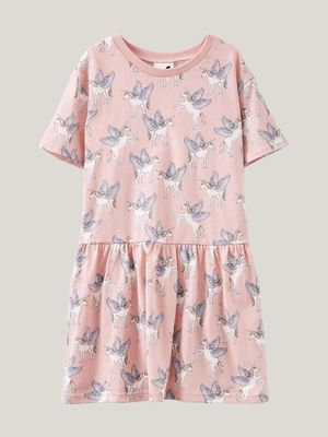 Cotton On Kids Girl Pink Willow Short Sleeve Dress