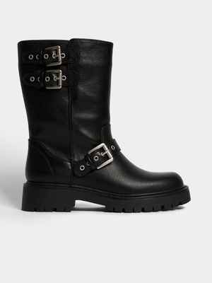 Buckle Detail Biker Boots