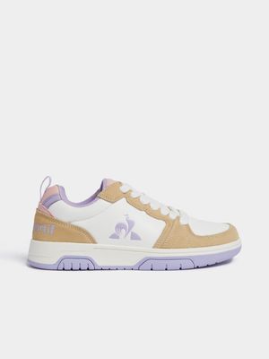 Women's Le Coq Sportif Cholet White/Tan/Purple Sneakers