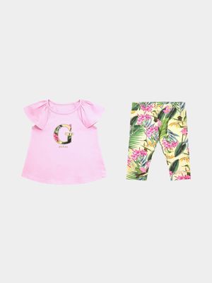 Girl's Guess Pink T-Shirt+Leggings Set