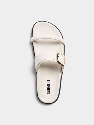 Women's White Padded Double Strap Sandals