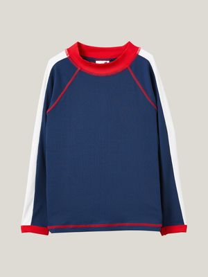 Cotton On Kids Boy Navy Flynn Long Sleeve Raglan Rash Vest