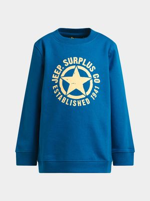 Boy's Jeep Blue Fleece Crew Neck Sweater