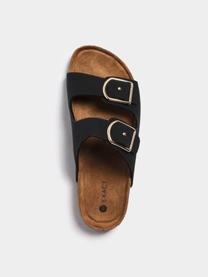 Women's Black Double Strap Sandals