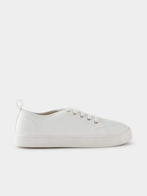 Women's Cotton On White Saylor Lace Up Plimsoll Sneakers