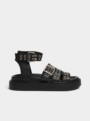 Women's Black Studded Sandals