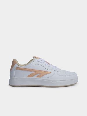 Womens Hi-Tec Varsity Court White/Peach Sneaker