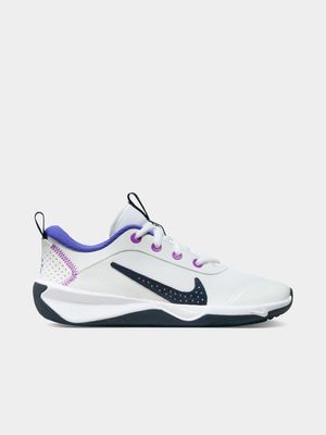 Junior Grade-School Omni Multi-Court White/Navy/Purple Shoes